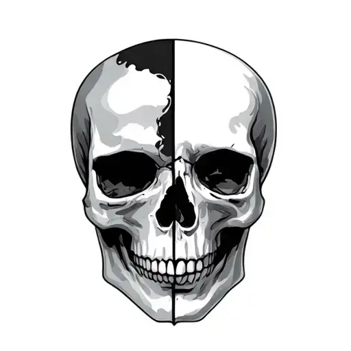 Half Skull Half Face tattoo design idea