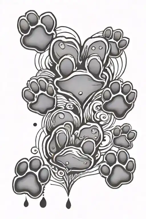 paw prints with heart tattoo design idea