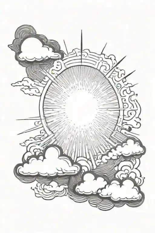 sun rays piercing through the clouds  tattoo design idea