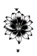 lily flower and bee tattoo design idea