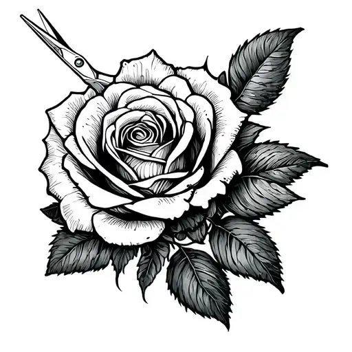 Incorporate a detailed pair of scissors intertwined with a blooming rose, symbolizing the beauty of hairstyling and the artistry of nature tattoo design idea