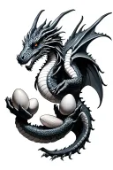 2 parent dragons holding 4 eggs tattoo design idea
