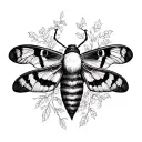 I am looking for a deaths head hawk moth in black and white tattoo design idea