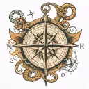 compass anchor connected tattoo design idea