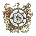 compass anchor connected tattoo design idea