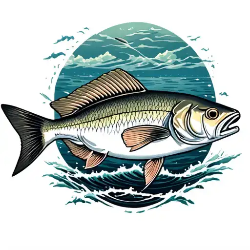 off shore fishing tattoo design idea