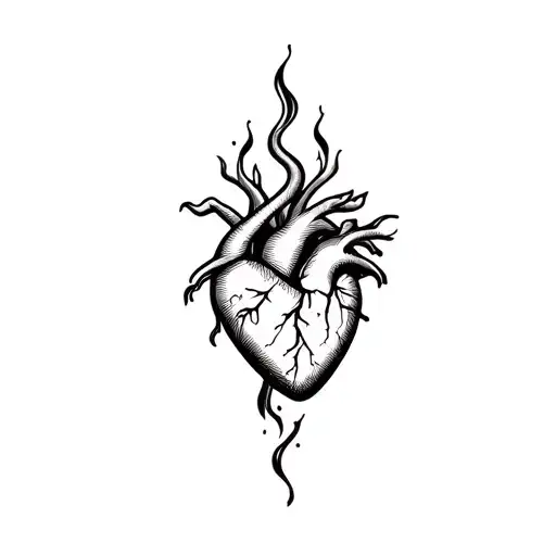 burning heart tattoo design idea
