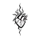 burning heart tattoo design idea