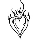 burning heart tattoo design idea