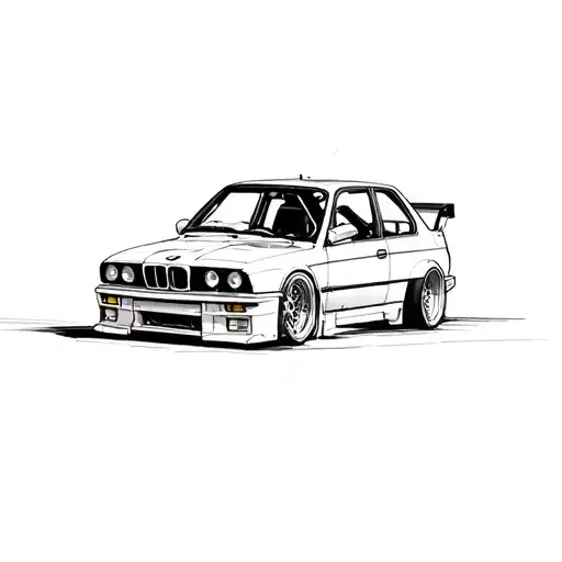 bmw e30 drift tattoo design idea