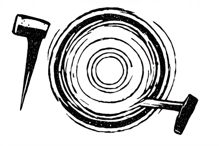 Enso zen circle and Japanese hammer tattoo design idea