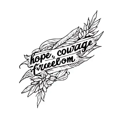 a tattoo with the words "hope,courage,freedom tattoo design idea