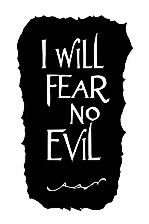 bible verse I will fear no evil tattoo design idea
