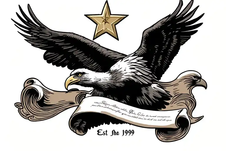 military, police, veteran, constitution, Eagle, scroll, est 1999 tattoo design idea
