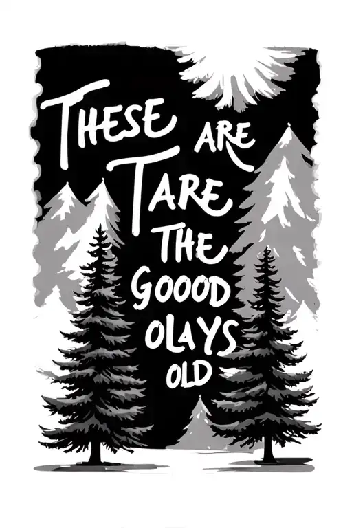 "These are the good old days " white pine trees tattoo design idea