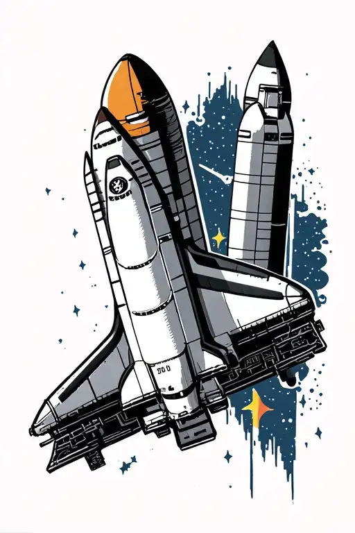 space shuttle in space themed tattoo tattoo design idea