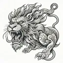 Chinese lion roaring tattoo design idea