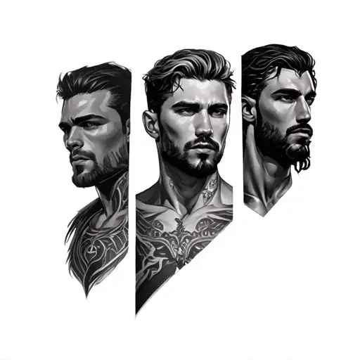 Kyle, Valentino, Ezra, Caesar in a row on arm tattoo design idea