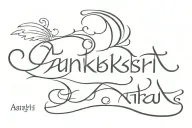 Sanskrit font by mixing 2 names 'Aarohi' and 'Aarya'.No background, only text in black colour  tattoo design idea