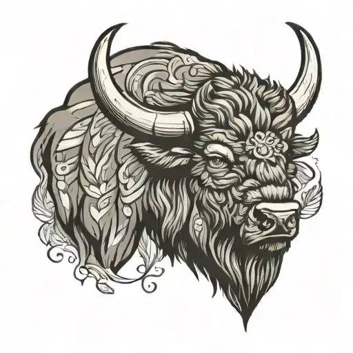 Bison head tattoo design idea