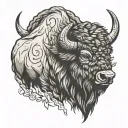 Bison head tattoo design idea