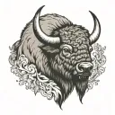 Bison head tattoo design idea