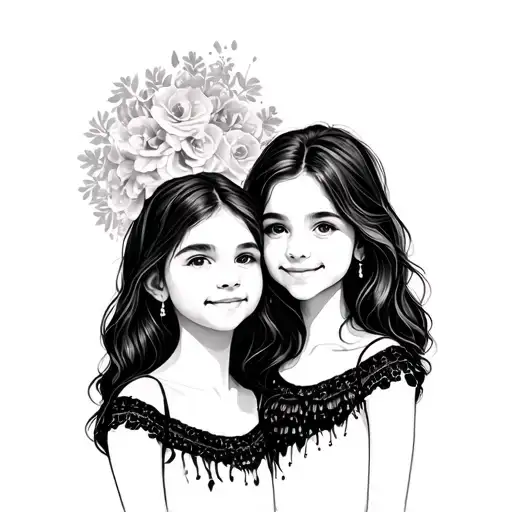 mother with 2 daughters to get matching simple design single color tattoo design idea