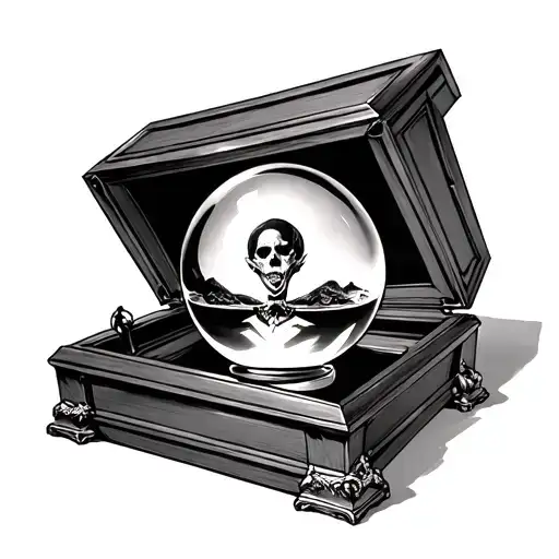 dracula coffin crystal ball tattoo design idea