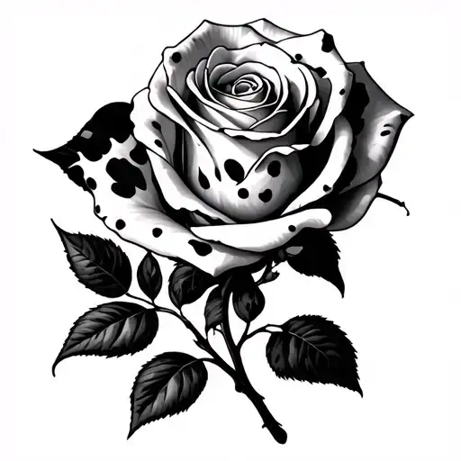 rose exquisite with dalmatian tattoo design idea