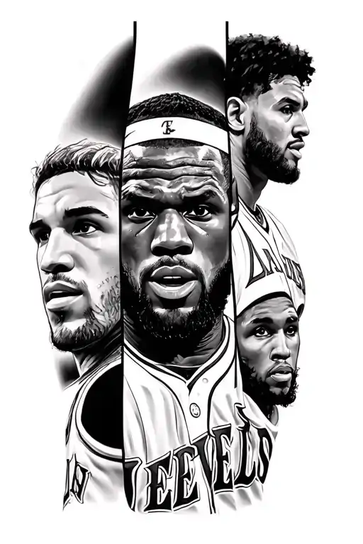 Josh Allen, LeBron James, Aaron Judge in one on forearm  tattoo design idea