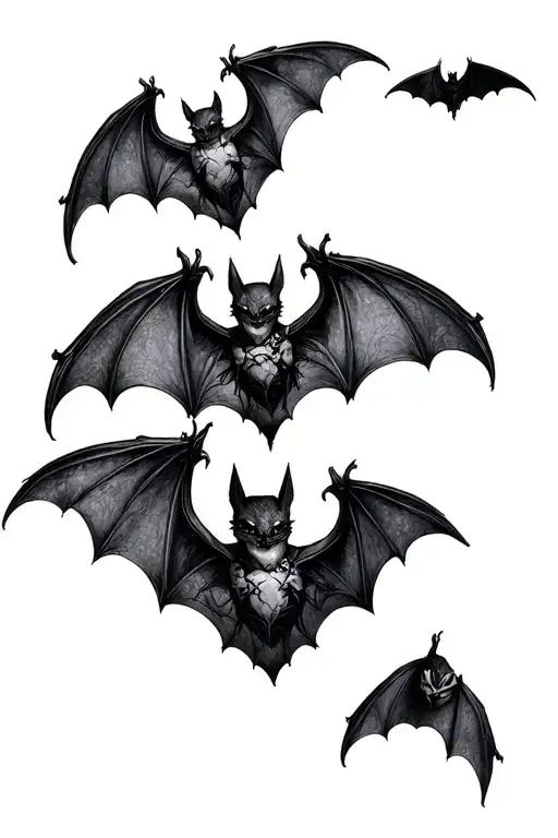 gothic bats flying tattoo design idea