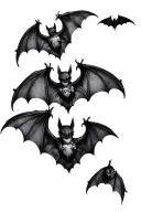gothic bats flying tattoo design idea