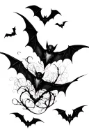 gothic bats flying tattoo design idea