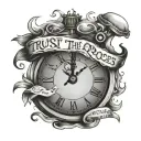 trust the process written in clock tattoo design idea