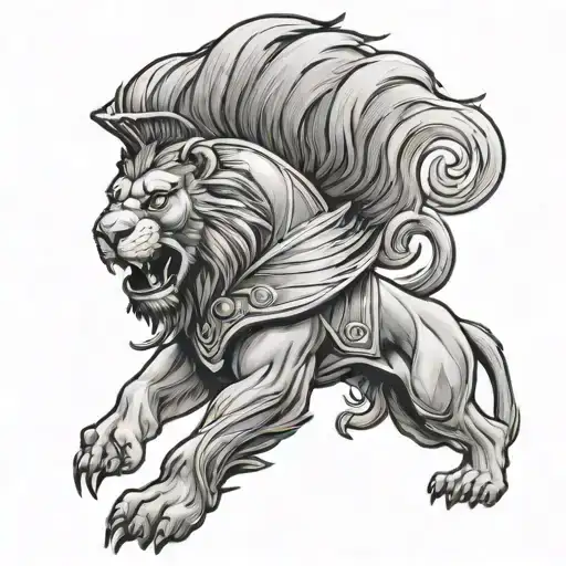 Spartans lion standing tattoo design idea
