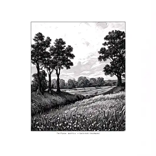 van gogh landscape from saint remy tattoo design idea