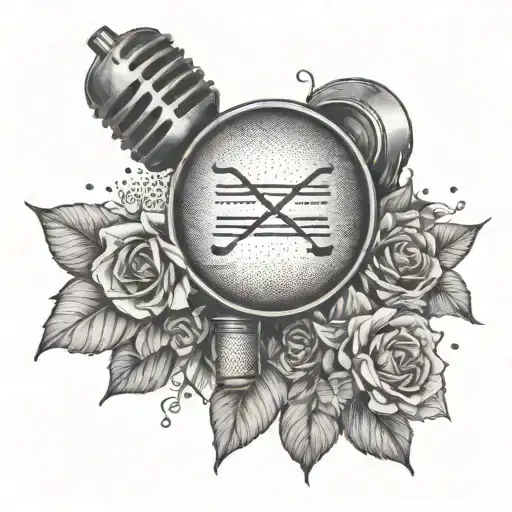 Incorporate a microphone and a Bible quote 'Above all else, guard your heart, for everything you do flows from it.' tattoo design idea