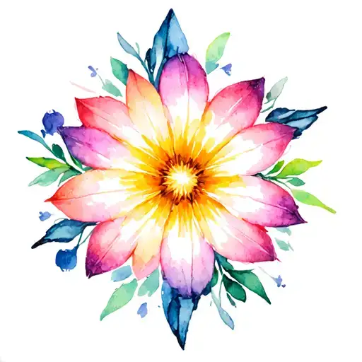 flower with 8 pointed star tattoo design idea
