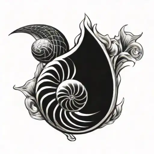 nautilus and volleyball  tattoo design idea