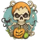 kawaii Halloween monster skeleton tattoo design idea