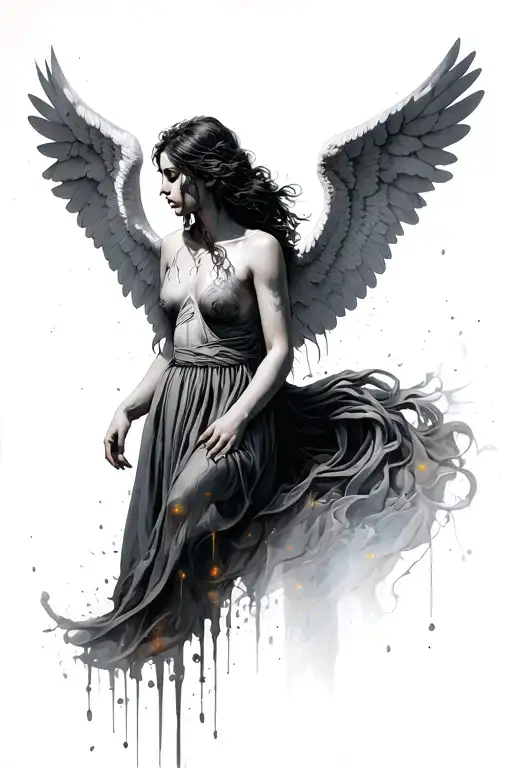 Fallen Angel Weeping tattoo design idea