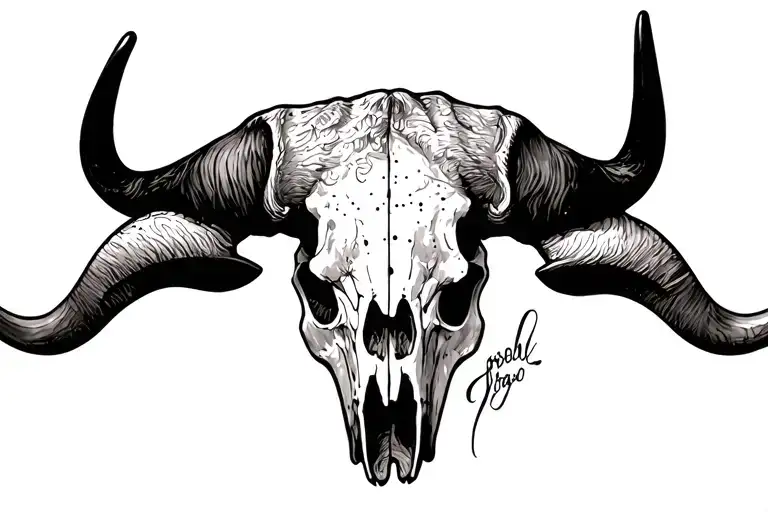 Texas longhorn skull tattoo design idea
