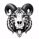 tiger and ram skull tattoo design idea