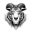 tiger and ram skull tattoo design idea