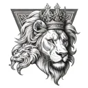 crown , lion and greek mythology tattoo design idea