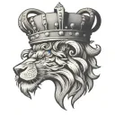 crown , lion and greek mythology tattoo design idea
