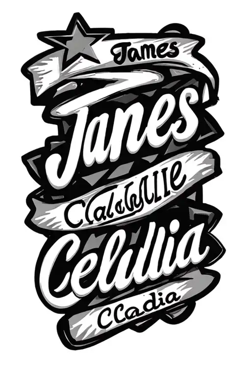 "James Jules Callie Claudia " 4 Kids Names nautical star tattoo design idea