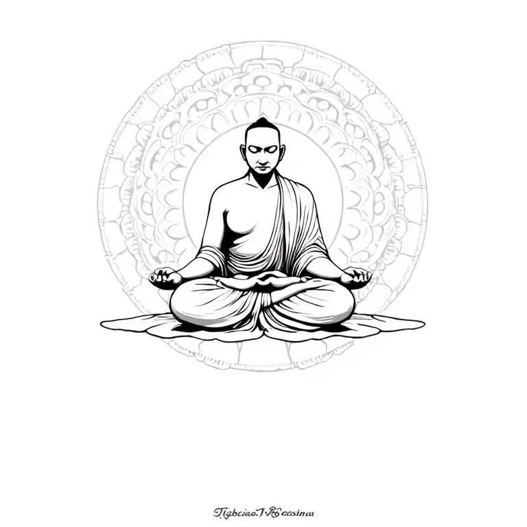 Meditating Monk tattoo design idea
