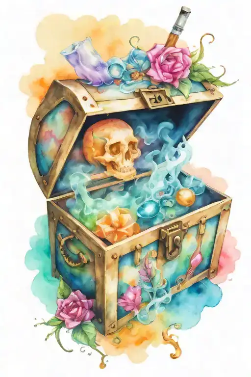 treasure chest smoking with ideas tattoo design idea