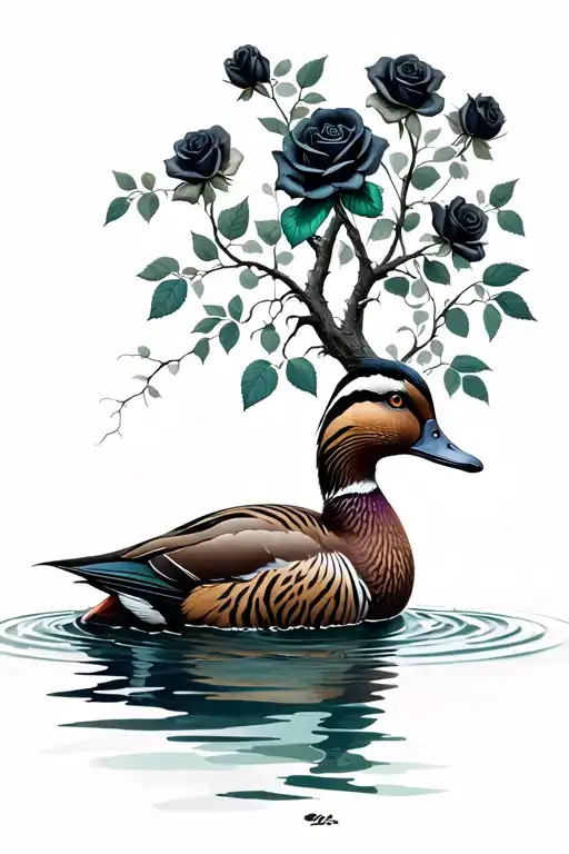 duck in water black roses tiger norse tree tattoo design idea